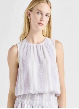 Splendid Collection Purple/Gray Tank Crop Elastic Waistband Boho Top WMN S Crew
